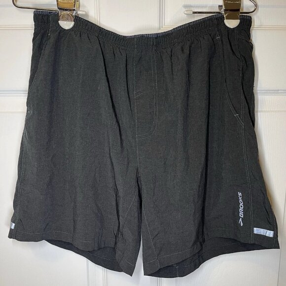 Brooks DriLayer Run Happy Shorts Men’s Medium Gray with Drawstring - Picture 1 of 6